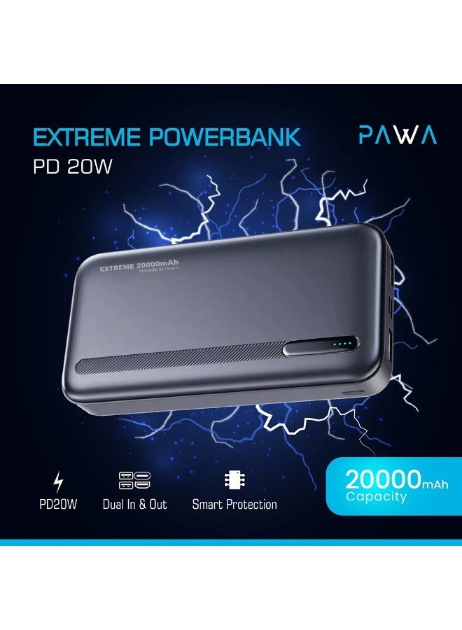 باوا بنك طاقة بسعة 20000 مللي أمبير 20 واط PD للشحن السريع، شاحن محمول مع USB-C وUSB-A، حزمة بطارية للشحن السريع مع كابل لجهاز iPad Pro، iPhone 17 Series، Galaxy S25U. - Image 3